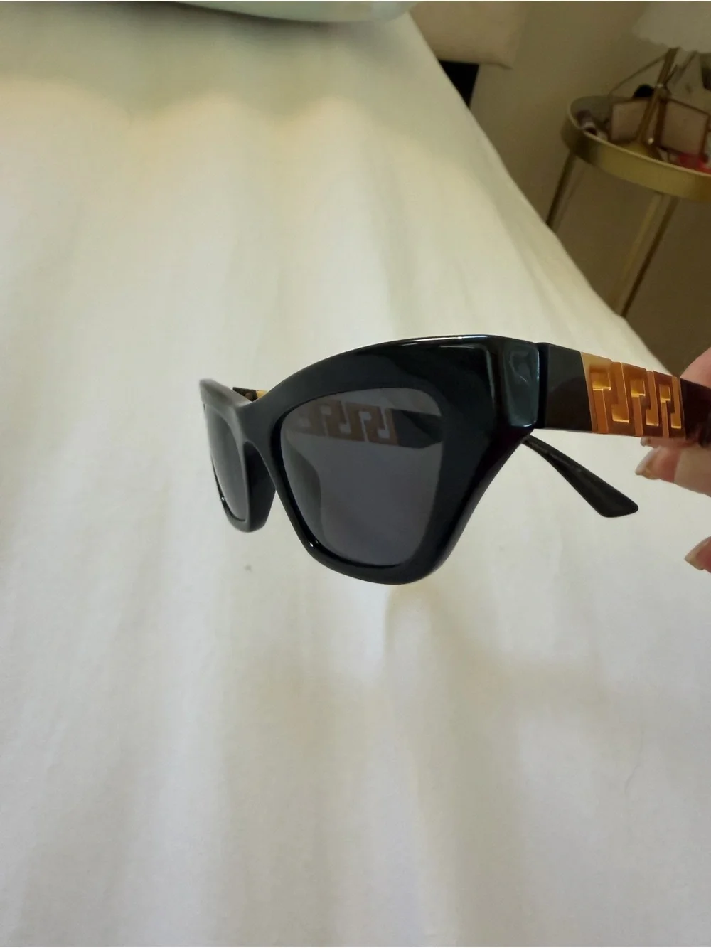Versace Black Cat-Eye Sunglasses with Dark Lenses